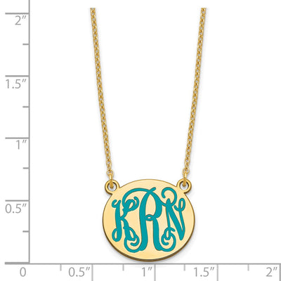 Sterling Silver/Gold-plated Small Round Epoxy Monogram Necklace