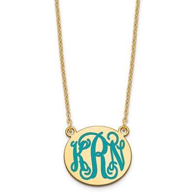 Sterling Silver/Gold-plated Small Round Epoxy Monogram Necklace