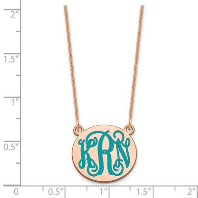 14K Rose Gold Small Round Epoxy Monogram Necklace