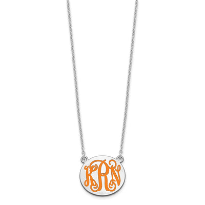 SS/Rhodium-plated Small Round Epoxy Monogram Necklace