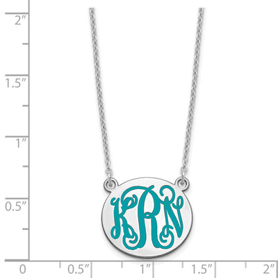 SS/Rhodium-plated Small Round Epoxy Monogram Necklace