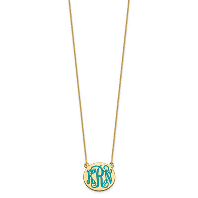 14K Yellow Gold Small Round Epoxy Monogram Necklace