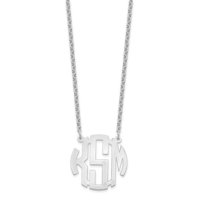 Sterling Silver/Rhodium-plated Small Round Monogram Necklace