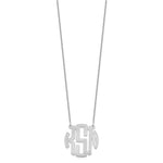 14K White Gold Small Round Monogram Necklace view