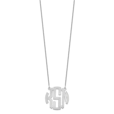 14K White Gold Small Round Monogram Necklace