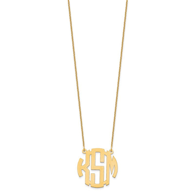 14K Yellow Gold Small Round Monogram Necklace