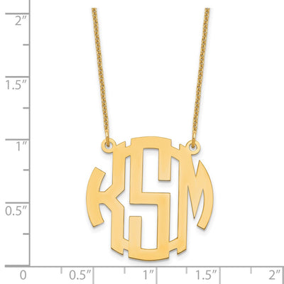 14K Yellow Gold Small Round Monogram Necklace