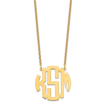Sterling silver/Gold-plated Large Round Monogram Necklace