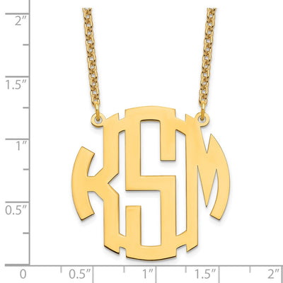 Sterling silver/Gold-plated Large Round Monogram Necklace