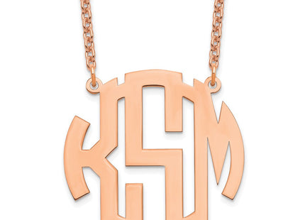 Sterling Silver/Rose-plated Round Monogram Necklace (Style XNA589RP)