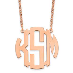 Sterling Silver/Rose-plated Round Monogram Necklace (Style XNA589RP)
