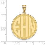 14K Yellow Gold Round Block Letter Monogram Pendant view
