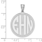 14K White Gold Round Block Letter Monogram Pendant view