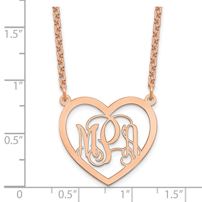 Sterling Silver/Rose-plated Monogram Heart Necklace