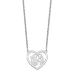 Sterling Silver/Rhodium-plated Monogram Heart Necklace view 2