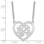 Sterling Silver/Rhodium-plated Monogram Heart Necklace view 3