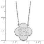Sterling Silver/Rhodium-plated Clover Monogram Necklace view 3