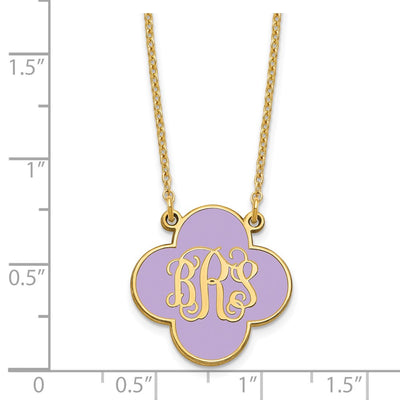 Sterling Silver/Gold-plated Clover Monogram w/Epoxy Necklace