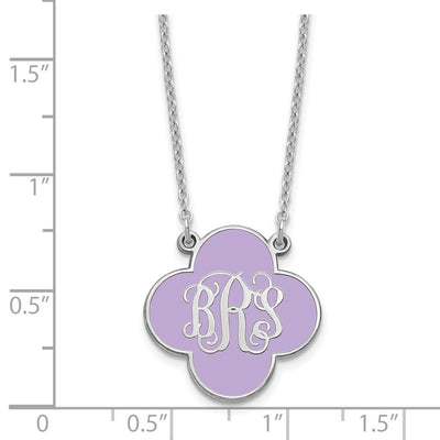 Sterling Silver/Rhodium-plated Clover Monogram w/Epoxy Necklace