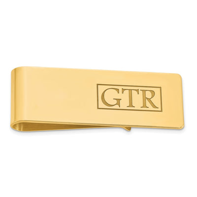 14K Yellow Gold Recessed Letter Money Clip