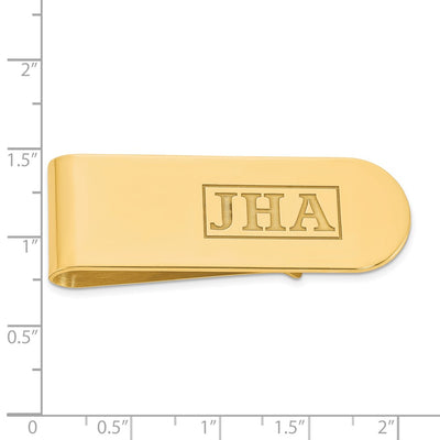 14K Yellow Gold Recessed Letter Monogram Money Clip