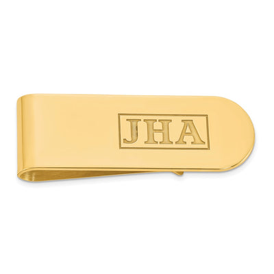14K Yellow Gold Recessed Letter Monogram Money Clip