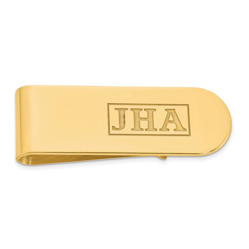 14K yellow gold monogram money clip