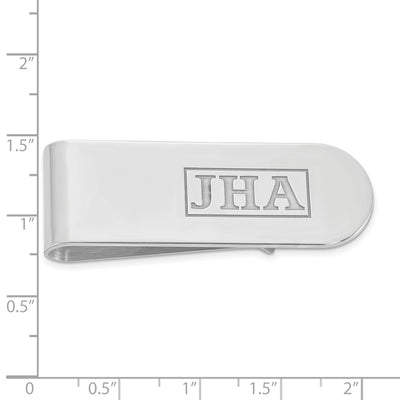 SS/Rhodium-plated Recessed Letter Monogram Money Clip