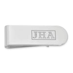 14K White Gold Recessed Letter Monogram Money Clip view