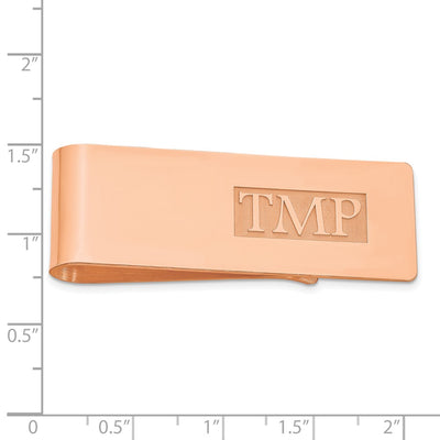 Sterling Silver/Rose-plated Raised Letter Monogram Money Clip