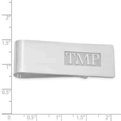 14K White Gold Raised Letter Monogram Money Clip