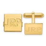 14K Yellow Gold Recessed Letter Square Monogram Cuff Link view