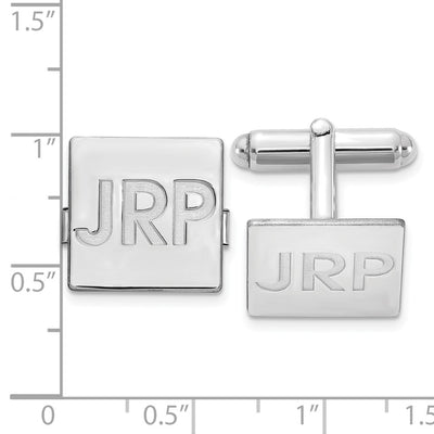 14K White Gold Recessed Letter Square Monogram Cuff Link
