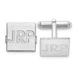14K White Gold Recessed Letter Square Monogram Cuff Link view