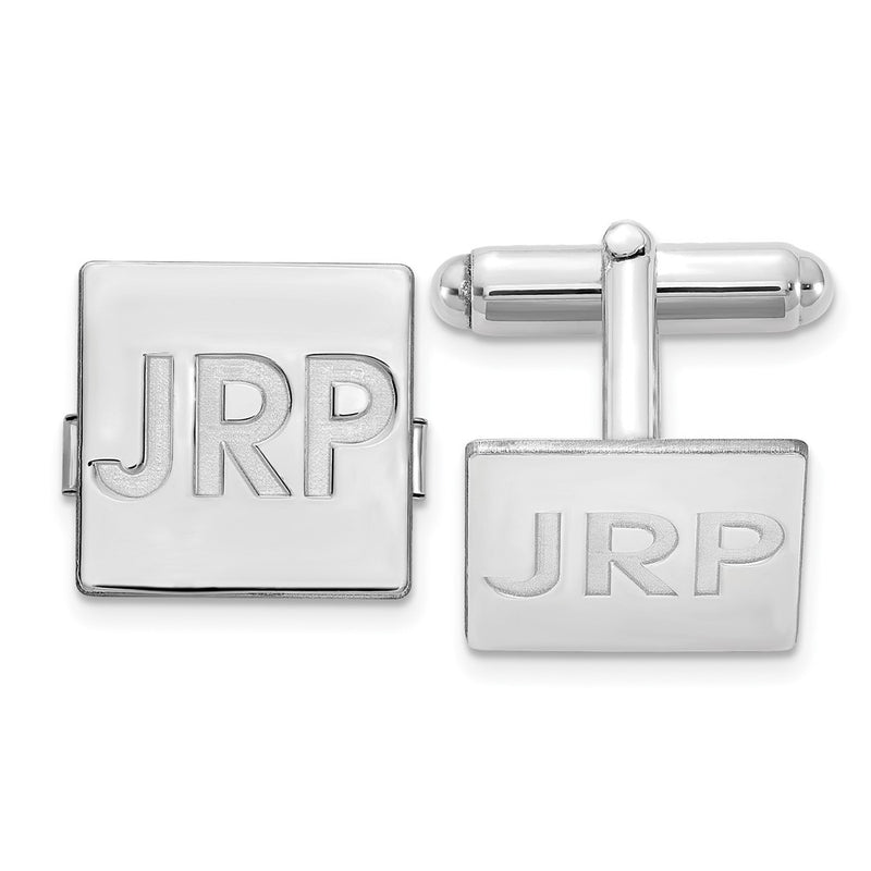 14K white gold monogram cuff links