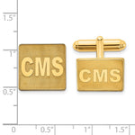 14K Yellow Gold Raised Letter Square Monogram Cuff Link view