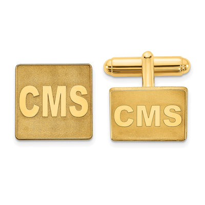 SS/Gold-plated Raised Letter Square Monogram Cuff Link