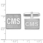 14K White Gold Raised Letter Square Monogram Cuff Link view