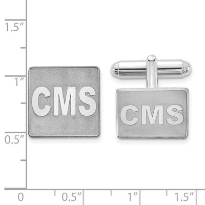 14K White Gold Raised Letter Square Monogram Cuff Link