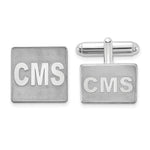 14K White Gold Raised Letter Square Monogram Cuff Link view
