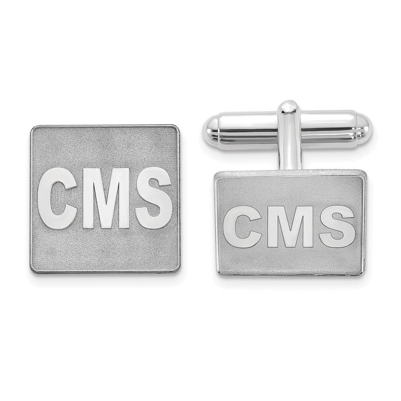14K white gold monogram cuff links