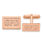 SS/Rose-plated Raised Letter Rectangle Monogram Cuff Link view