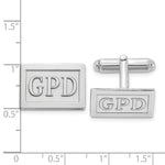 14K White Gold Raised Letter Rectangle Monogram Cuff Link view