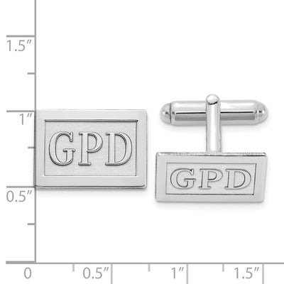 SS/Rhodium-plated Raised Letter Rectangle Monogram Cuff Link