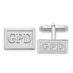 14K White Gold Raised Letter Rectangle Monogram Cuff Link view