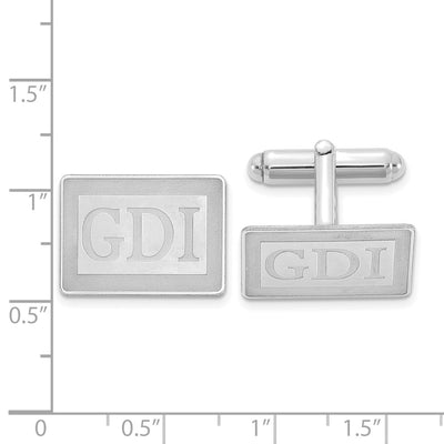 SS/Rhod-plated Recessed Letter Rectangle Monogram Cuff Link