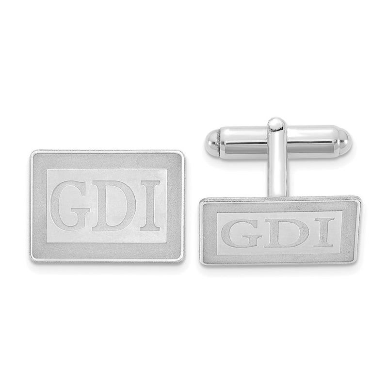 14K white gold monogram cuff links