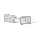 14K White Fold Recessed Letter Rectangle Monogram Cuff Link view