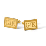 14K Yellow Gold Recessed Letter Rectangle Monogram Cuff Link view