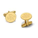 SS/Gold-plated Recessed Letter Monogram Round Cuff Link view